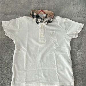 Burberry White and Tan Polo Shirt Classic Design